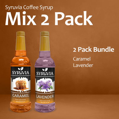 Variety Pack, Caramel, and Lavender Coffee Syrup