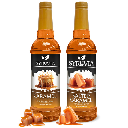 Variety Pack, Caramel, and Salted Caramel Syrup