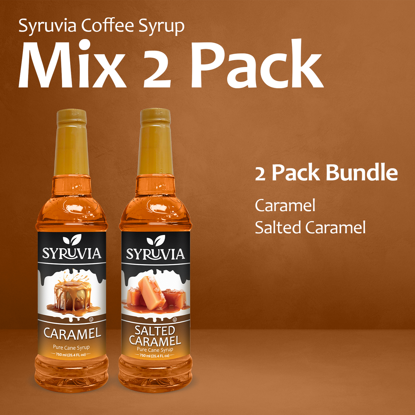 Variety Pack, Caramel, and Salted Caramel Syrup