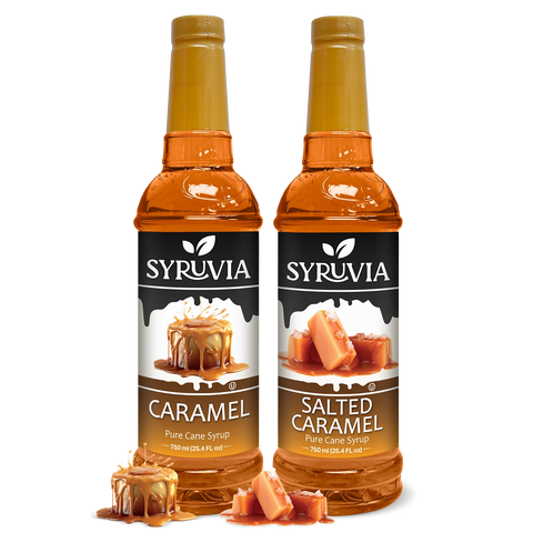 Variety Pack, Caramel, and Salted Caramel Syrup