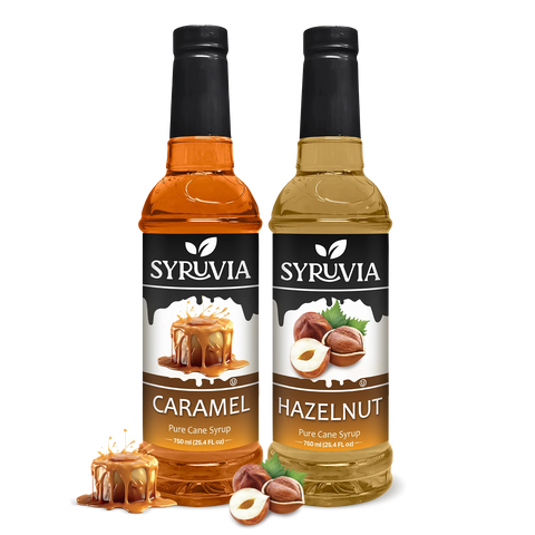Variety Pack, Caramel, and Hazelnut Syrup