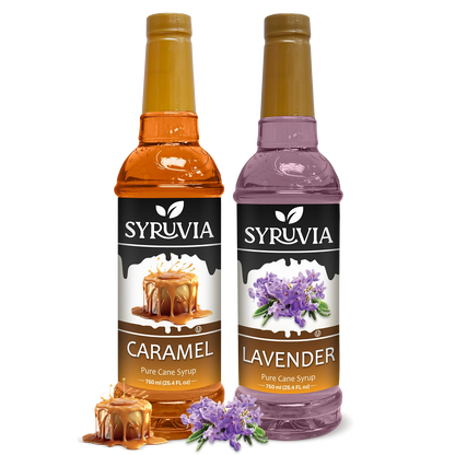 Variety Pack, Caramel, and Lavender Syrup