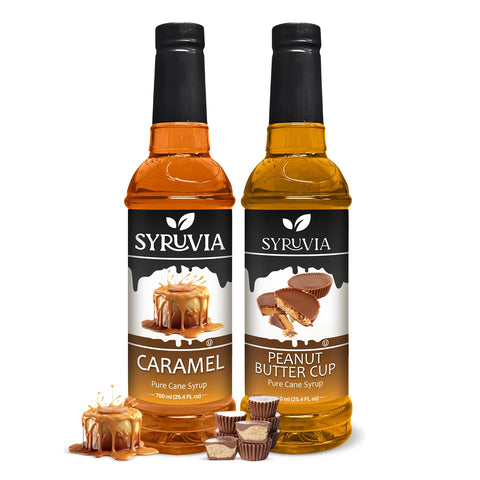 Variety Pack, Caramel, and Peanut Butter Cup Syrup