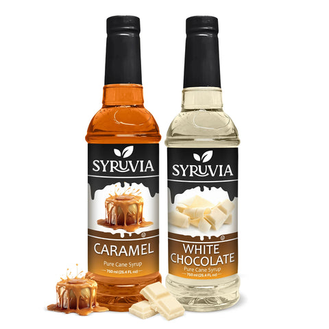 Variety Pack, Caramel, and White Chocolate Syrup