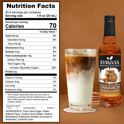 Cinnamon Oatmeal Cookie Syrup Nutrition Fact