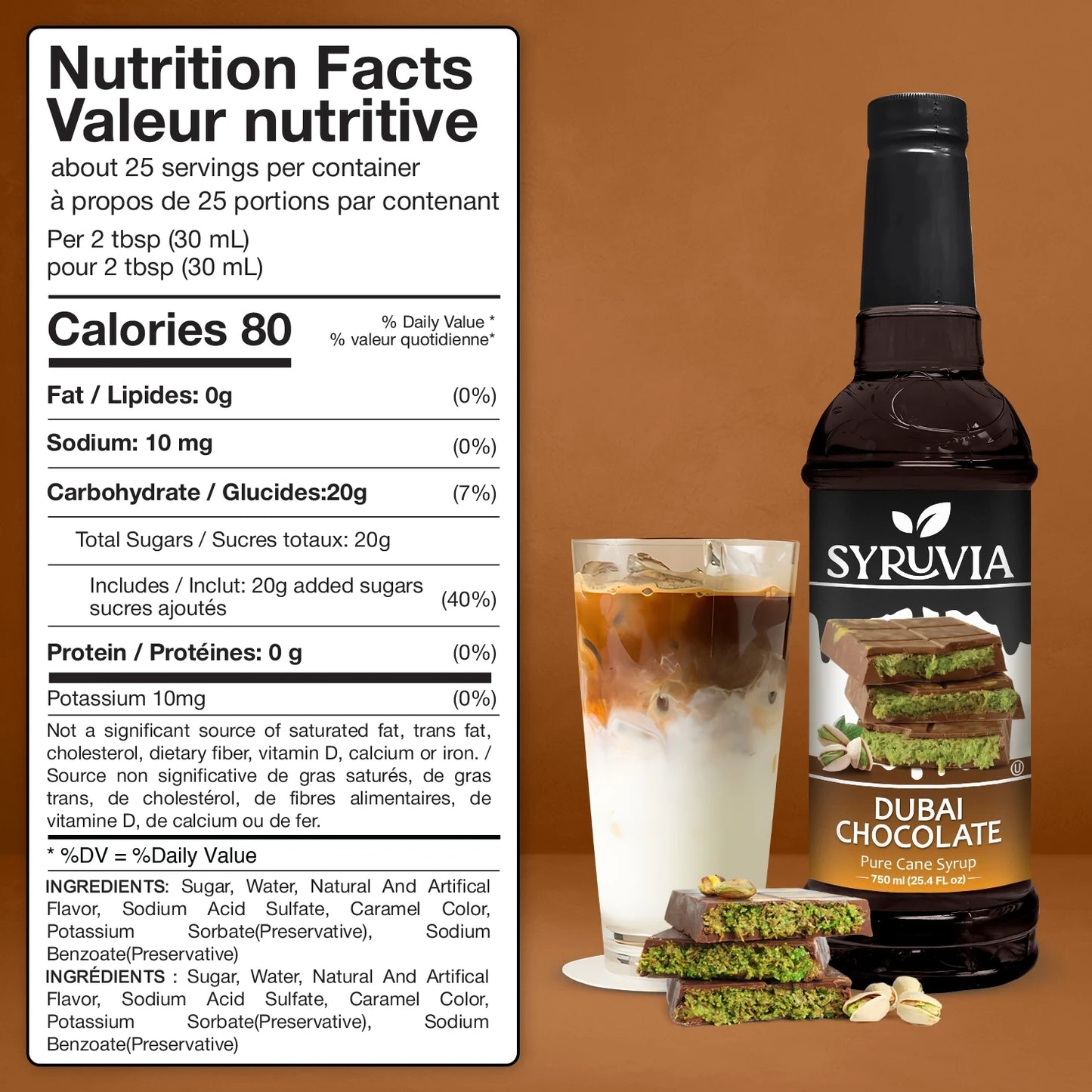 Dubai Chocolate Syrup™ Nutrition Facts
