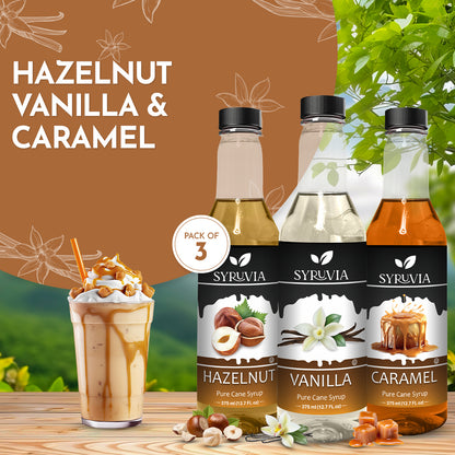 Variety Pack, Vanilla, Hazelnut, And Caramel, 375ml (12.5 fl oz) Syrup