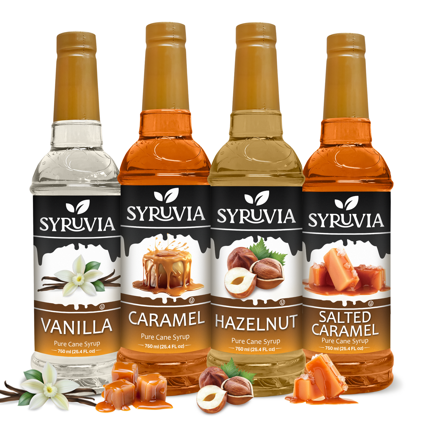 Variety Pack, Vanilla, Caramel, Hazelnut, and Salted Caramel Syrup