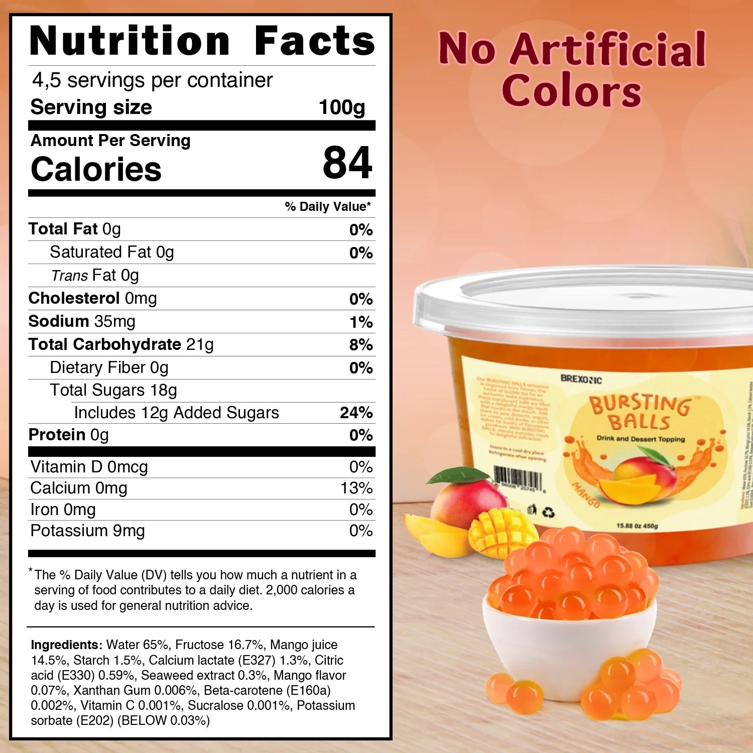 Mango Flavored Popping Boba 1 LB