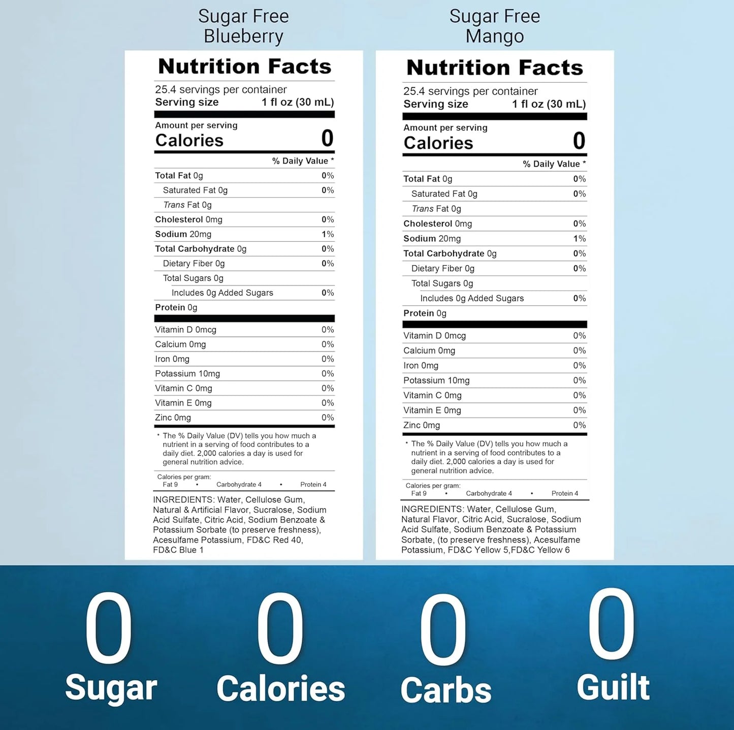 Syruvia Mango blueberry syrup sugar free  nutrition facts