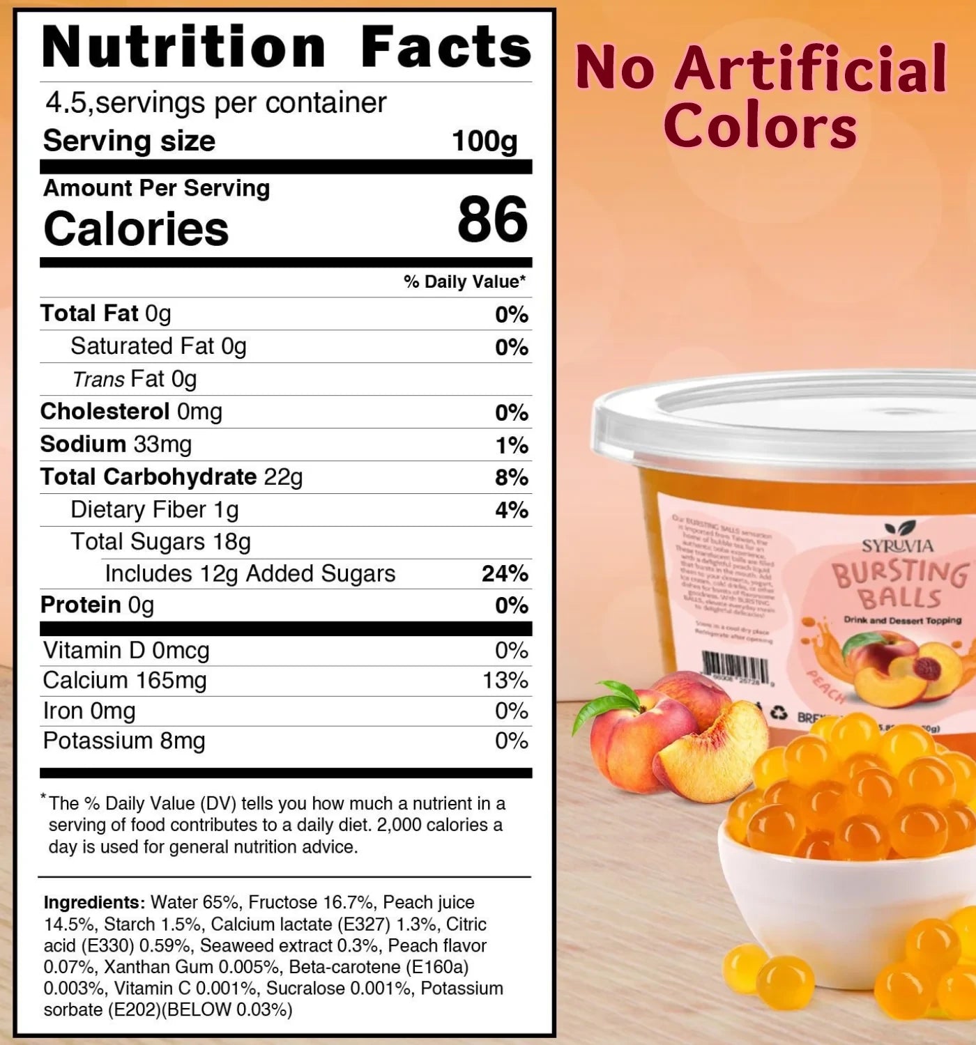 Peach Flavored Popping Boba 1 LB