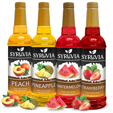 Variety Pack, Peach, Pineapple, Watermelon, and Strawberry Syrup