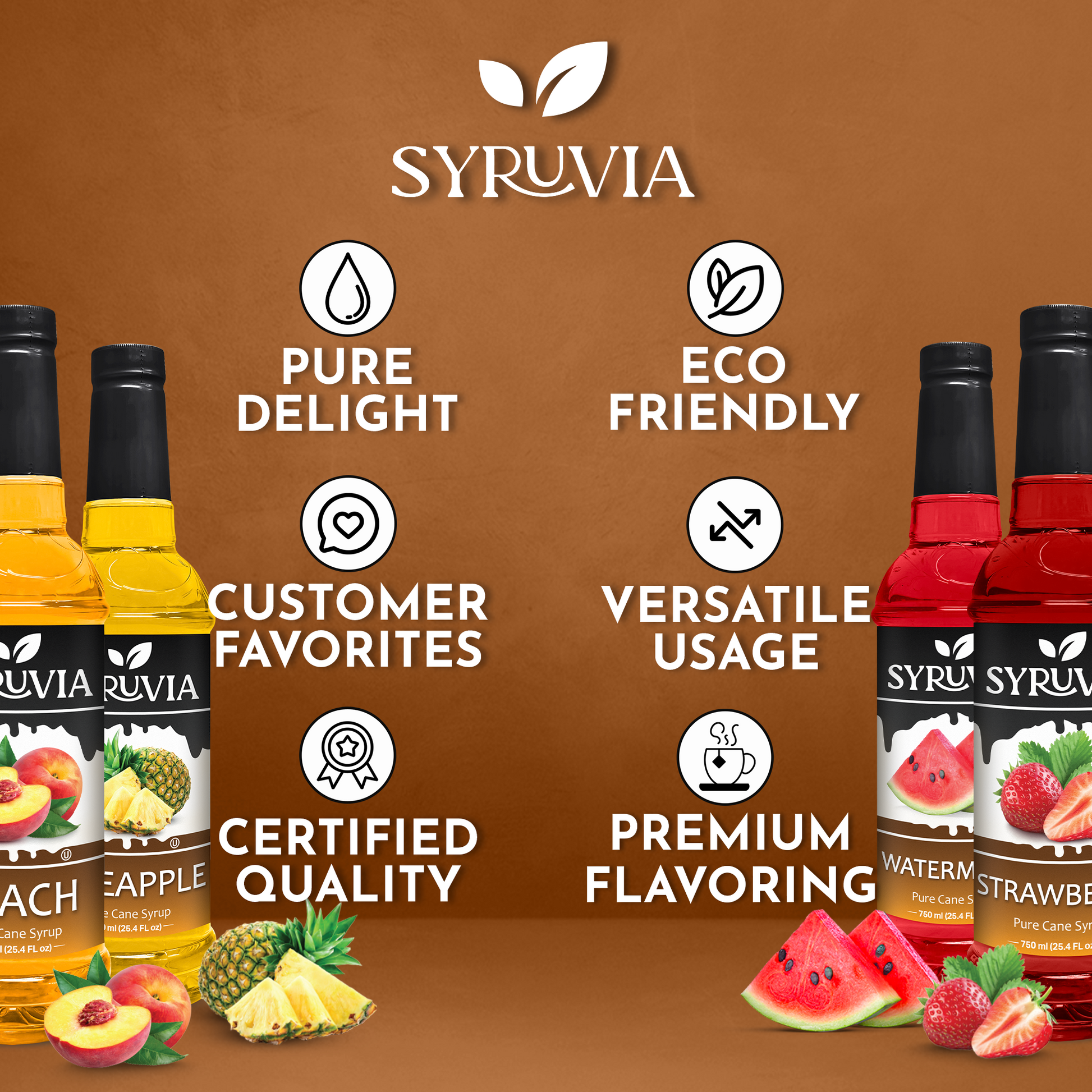 Peach Pineapple Watermelon Strawberry Syrups Premium Flavoring