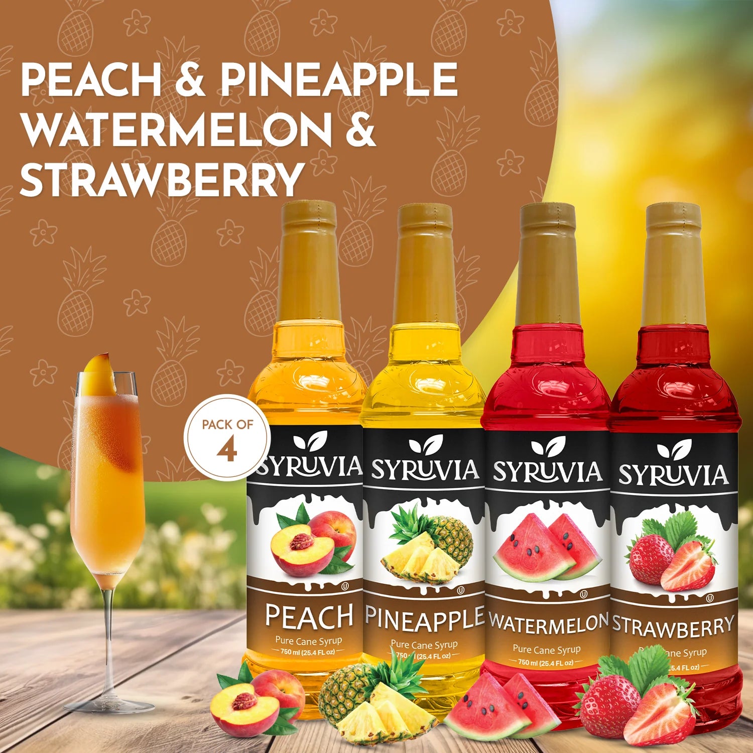 Peach Pineapple Watermelon Strawberry fruit  flavored syrup