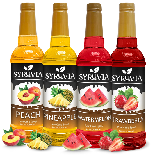 Variety Pack, Peach, Pineapple, Watermelon, and Strawberry Syrup