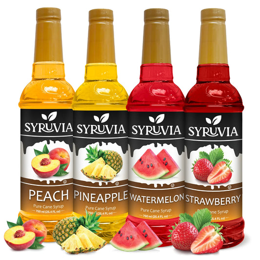 Variety Pack, Peach, Pineapple, Watermelon, and Strawberry Syrup