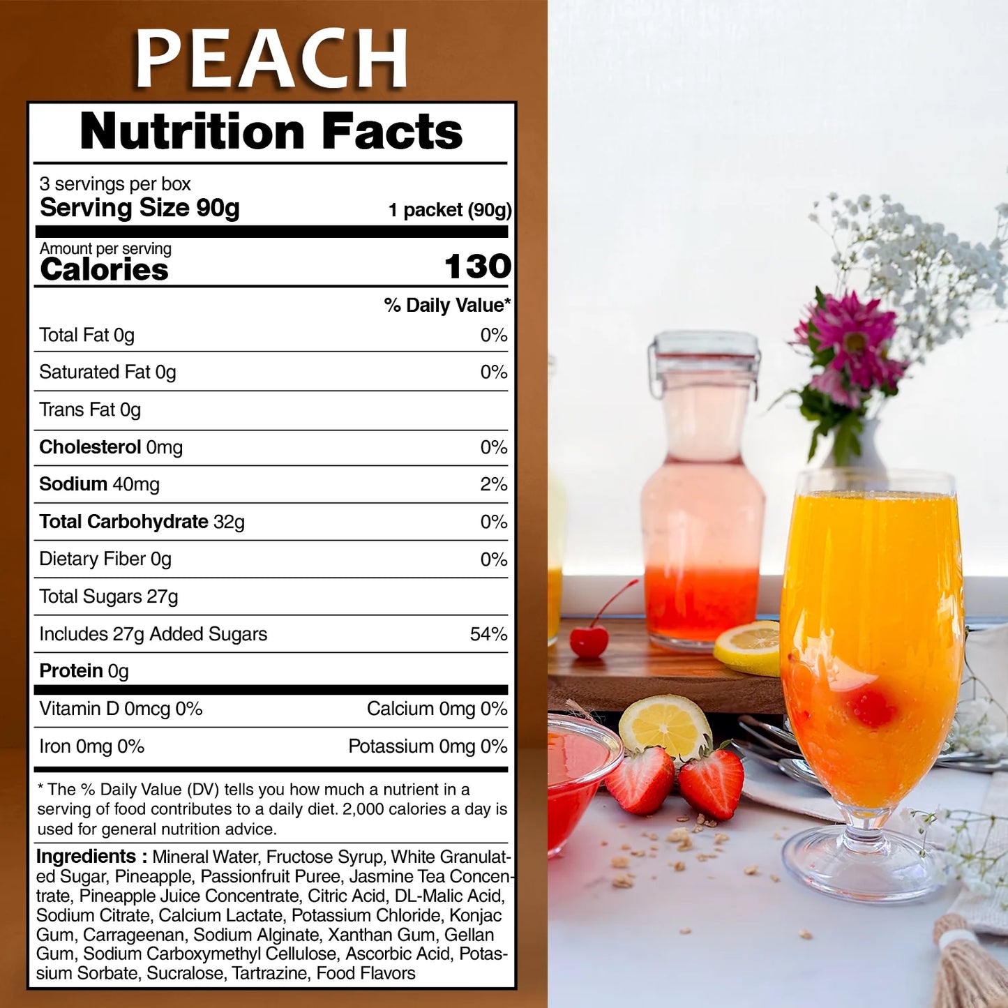 Syrivia Peach fruit jelly drink nutrition facts 