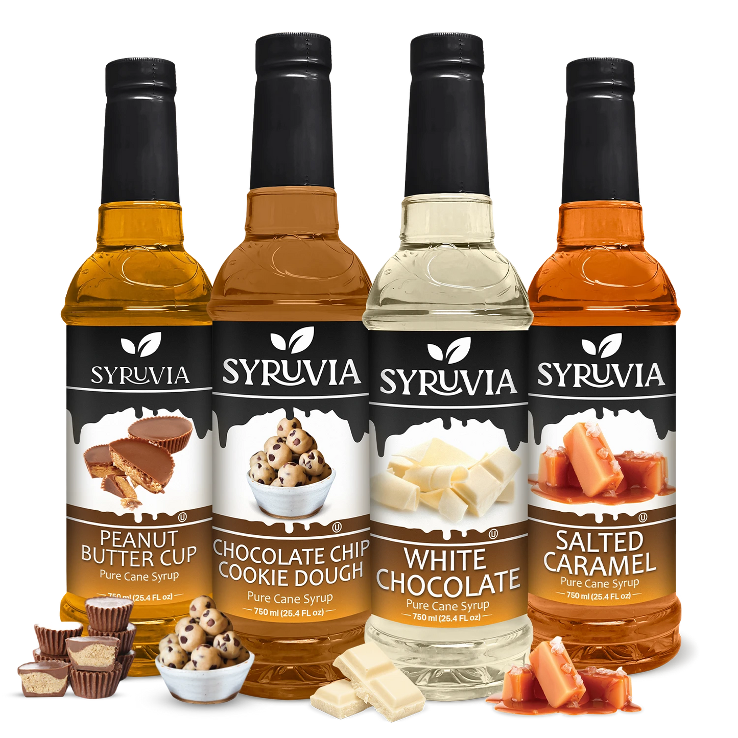 Variety Pack, Peanut Butter Cup, Chocolate Chip Cookie Dough, White Chocolate, and Salted Caramel Syrup