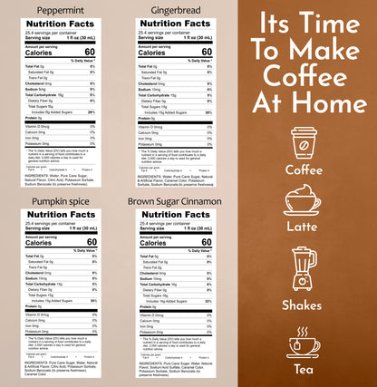 Peppermint Syrup Gingerbread Syrup Pumpkin Spice Syrup Brown Sugar Cinnamon Syrup Nutrition Facts