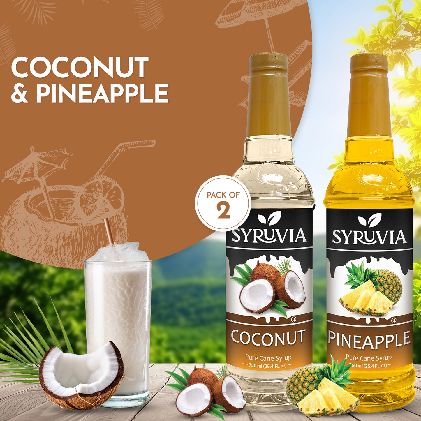 Variety Pack, Pineapple, and Coconut Fruity Syrup