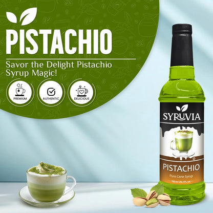 Syruvia Pistachio Pure Cane Syrup For Coffee And Lattes With Creamy Pistachio Drink