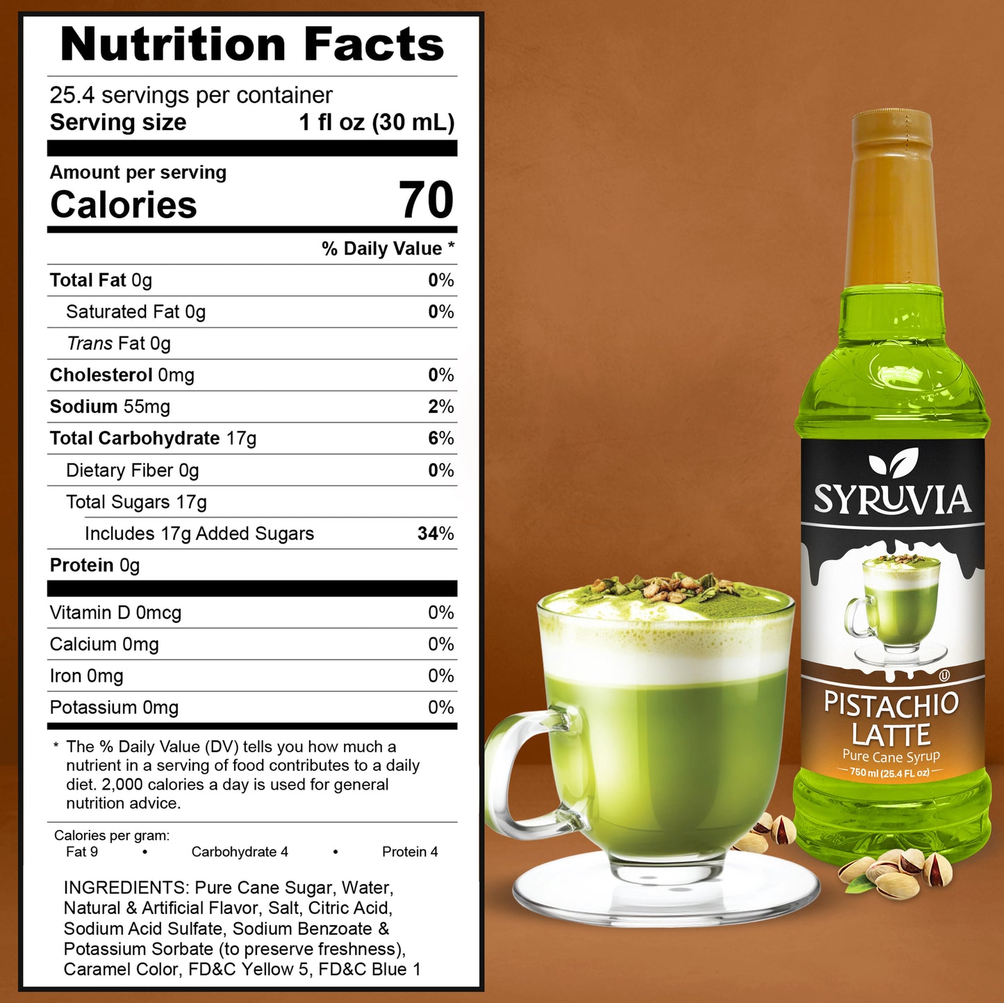 Pistachio syrup nutrition facts 