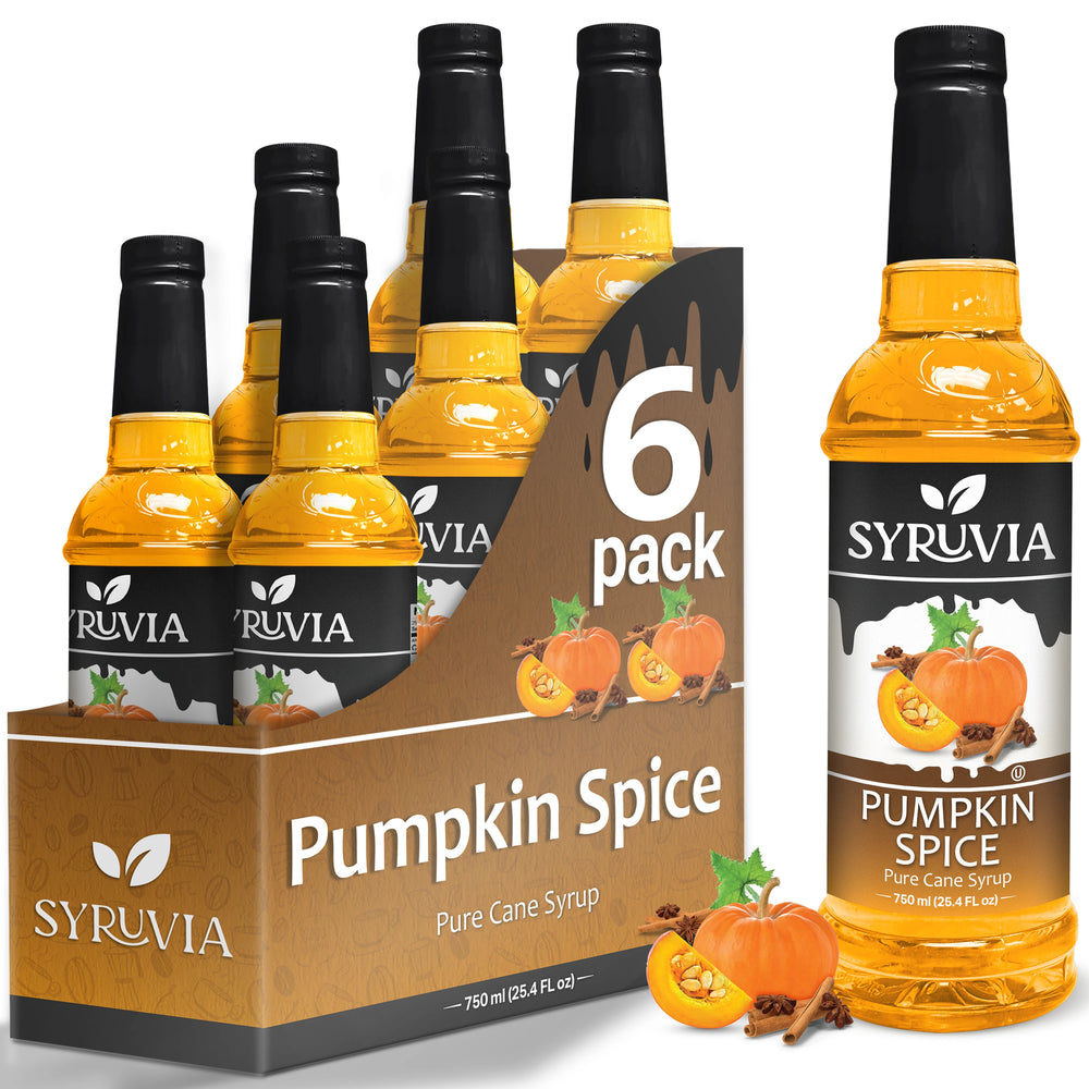 Syruvia Pumpkin Spice Syrup 25.4 Fl oz (6-Pack)