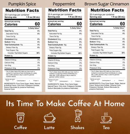 Pumpkin Spice Syrup Brown Sugar Cinnamon Syrup Peppermint Syrup Nutrition Facts