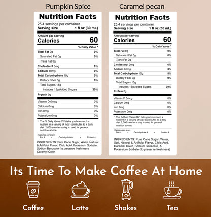 Pumpkin Spice Syrup Caramel Pecan Syrup Nutrition Facts