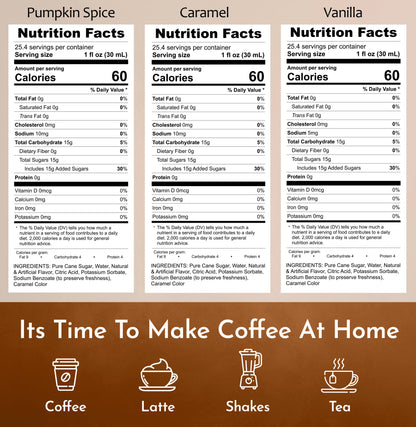 Pumpkin Spice Syrup Caramel Syrup Vanilla Syrup Nutrition Facts