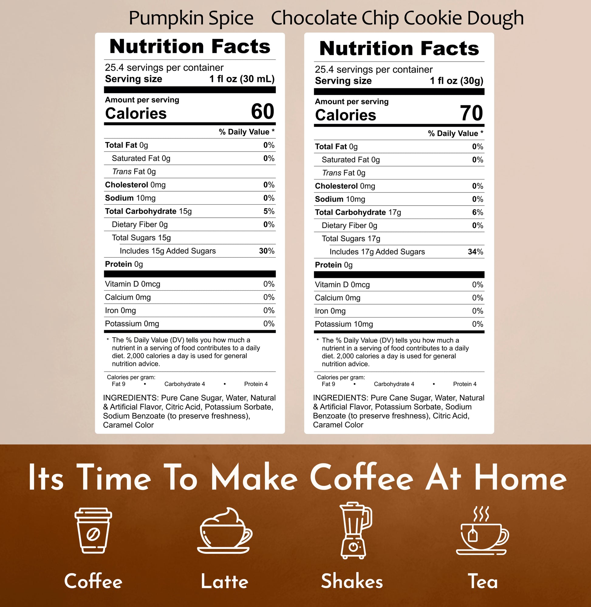 Pumpkin Spice Syrup Chocolate Chip Cookie Syrup Nutrition Facts