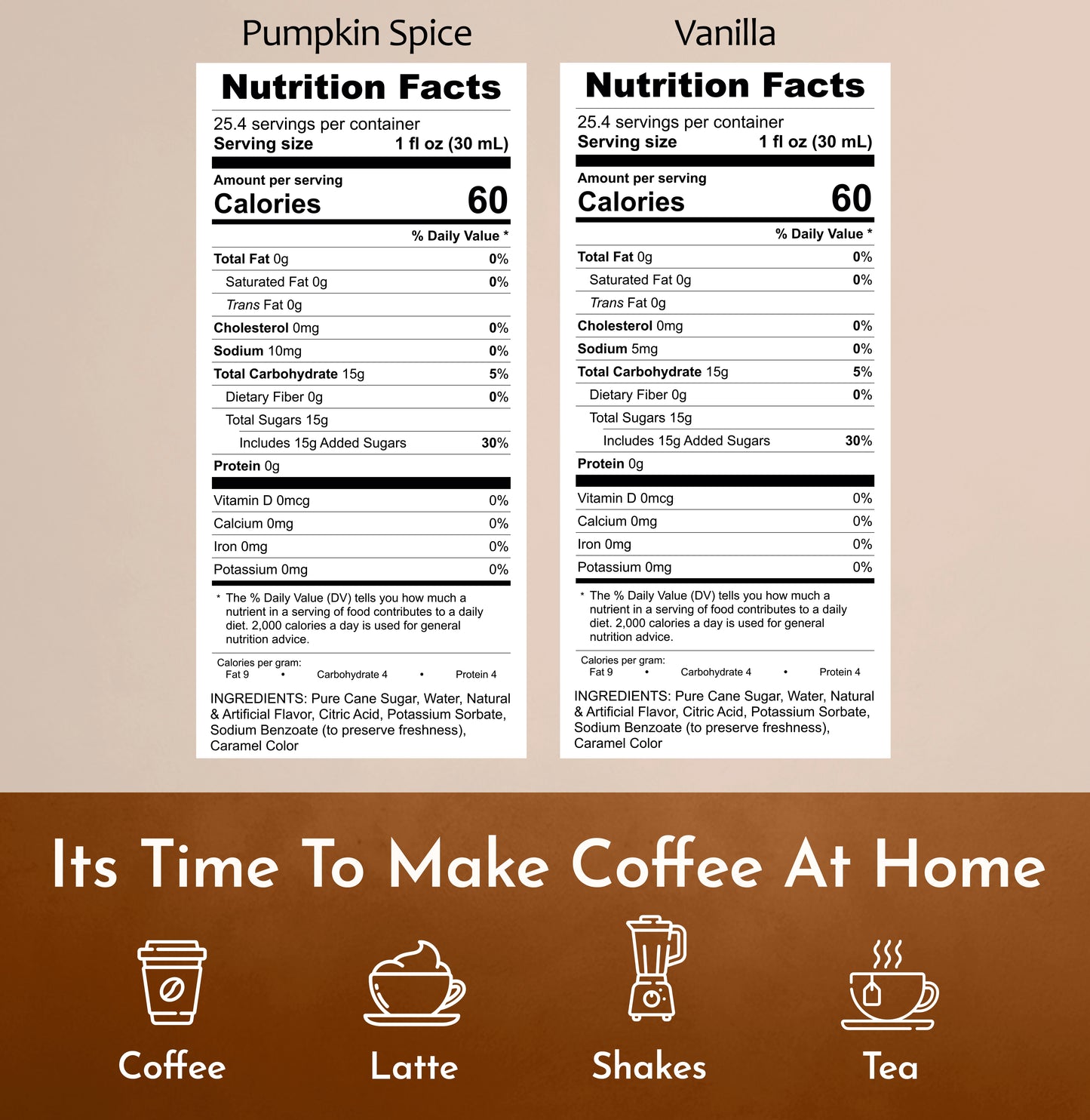 Pumpkin Spice Syrup Vanilla Syrup Nutrition Facts