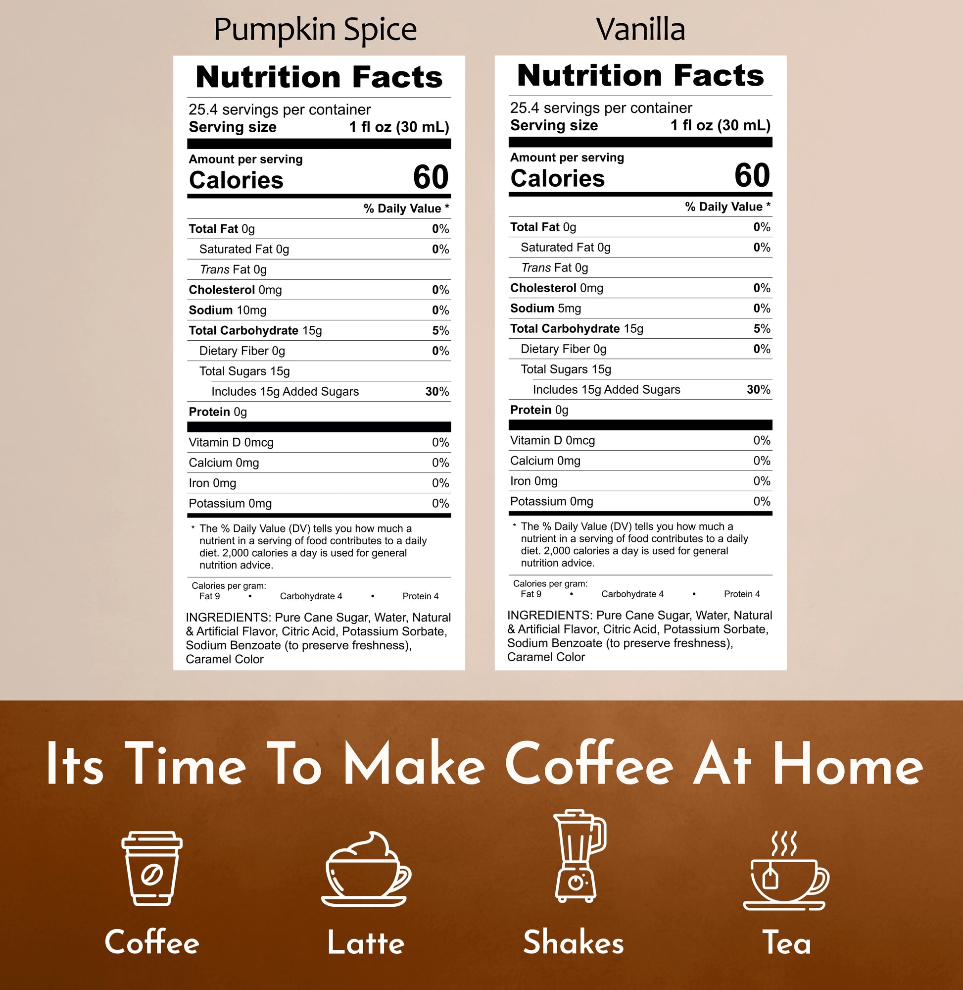 Pumpkin Spice Syrup Vanilla Syrup Nutrition Facts
