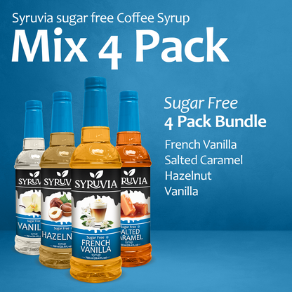 Variety Pack, Sugar Free French Vanilla, Salted Caramel, Hazelnut, and Vanilla Coffee Syrup