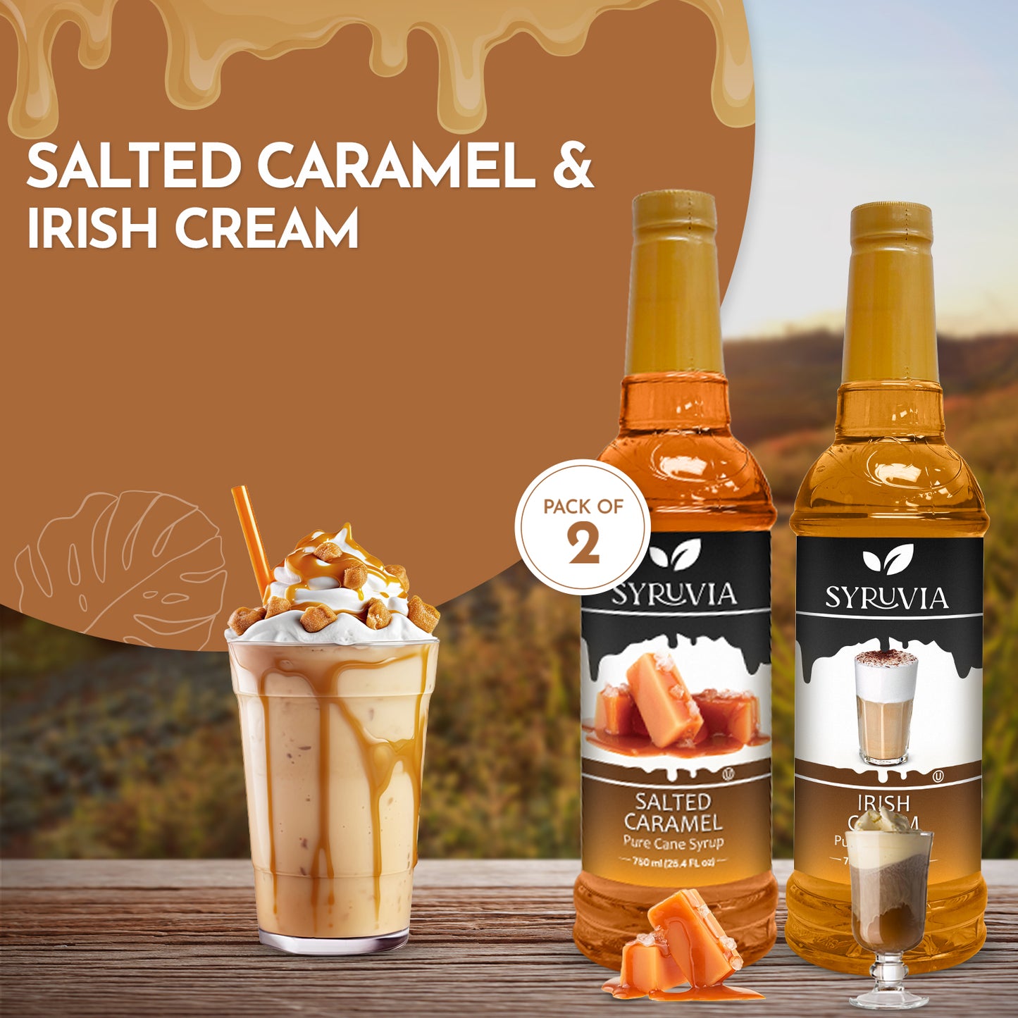 Variety Pack, Salted Caramel, and Irish Cream Coffee Syrup