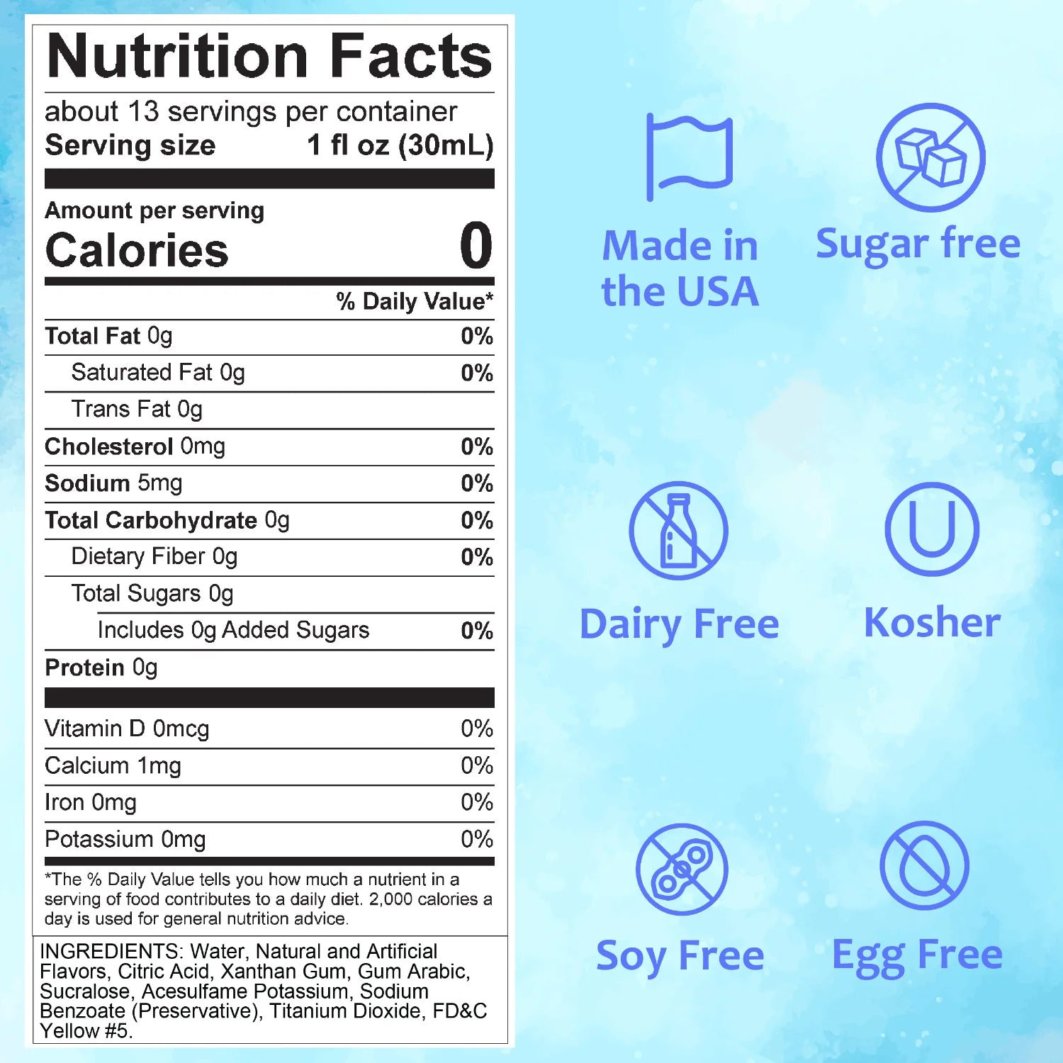 Snow-Cone Sugar-Free Pina Colada Nutrition Facts 