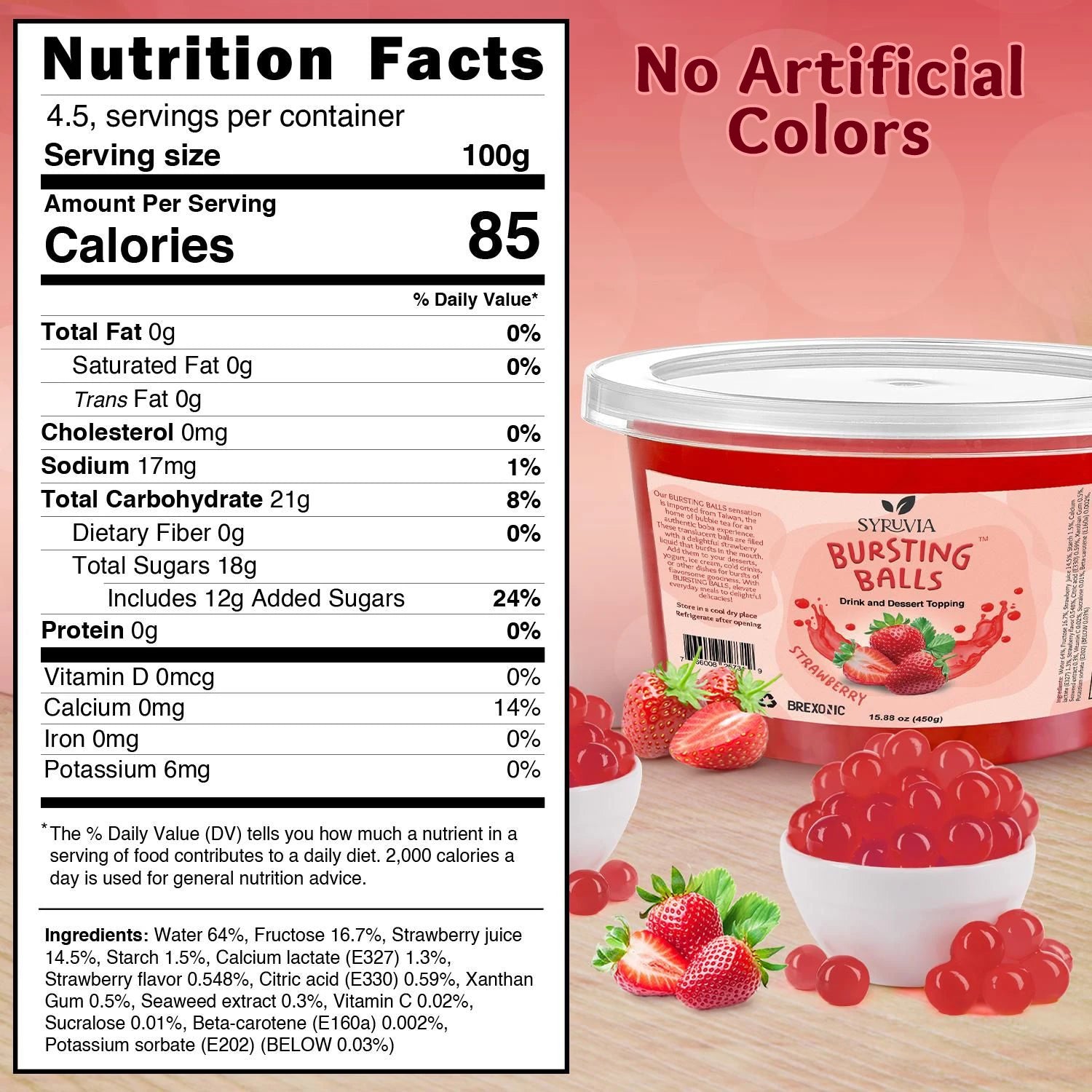 Strawberry Flavored Popping Boba Nutrition Facts