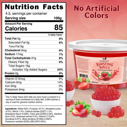 Strawberry Flavored Popping Boba Nutrition Facts