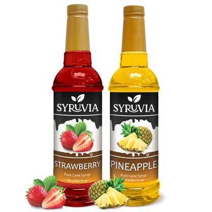 Variety Pack, Strawberry, and Pineapple Fruity Syrup