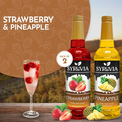 Variety Pack, Strawberry, and Pineapple Fruity Syrup