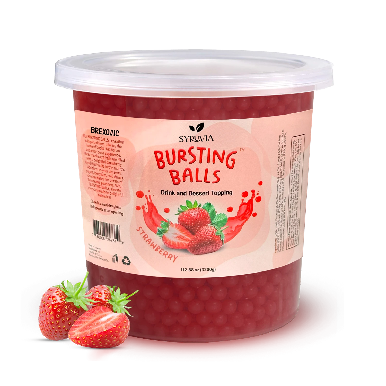 Strawberry bursting Balls dessert topping 