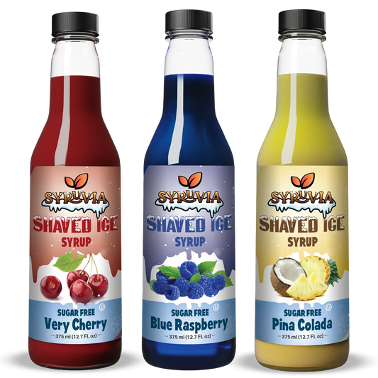 Variety Pack, Sugar-Free Very Cherry, Blue Raspberry, Pina Colada Shaved Ice Syrup