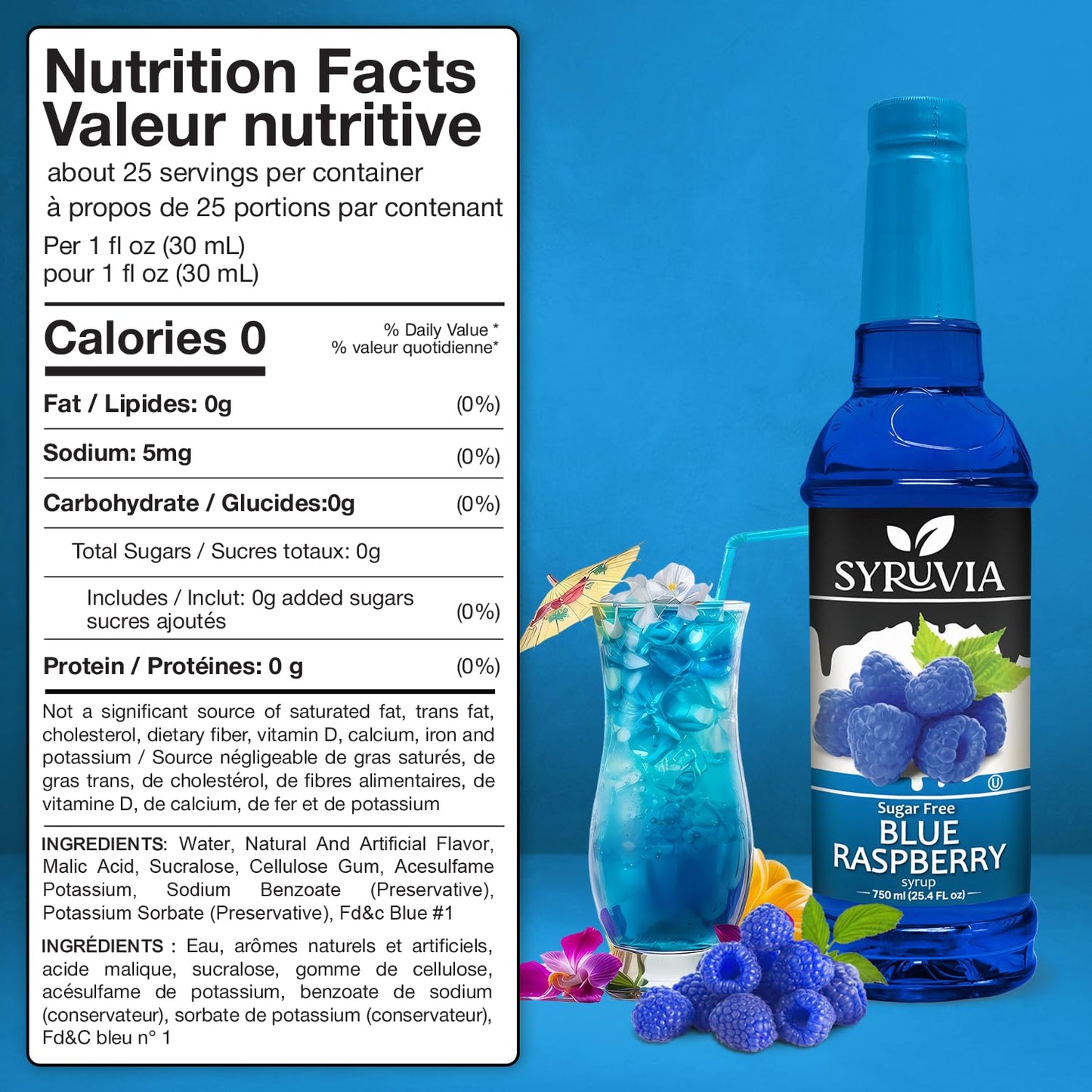Sugar-Free Blue Raspberry Syrup Nutrition Facts