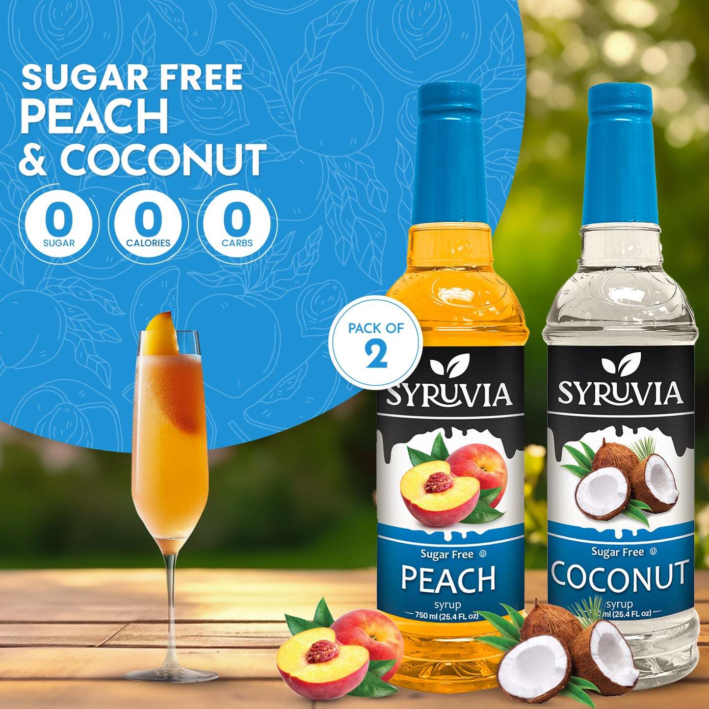 Variety Pack, Sugar Free Coconut, and Peach Fruity Syrup