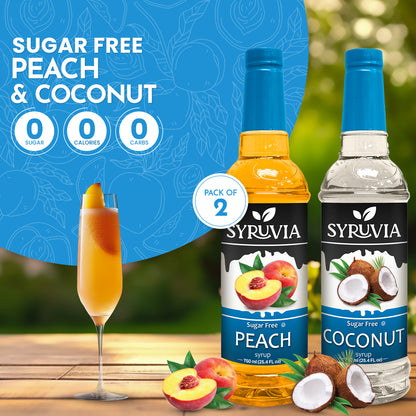 Variety Pack, Sugar Free Coconut, and Peach Fruity Syrup