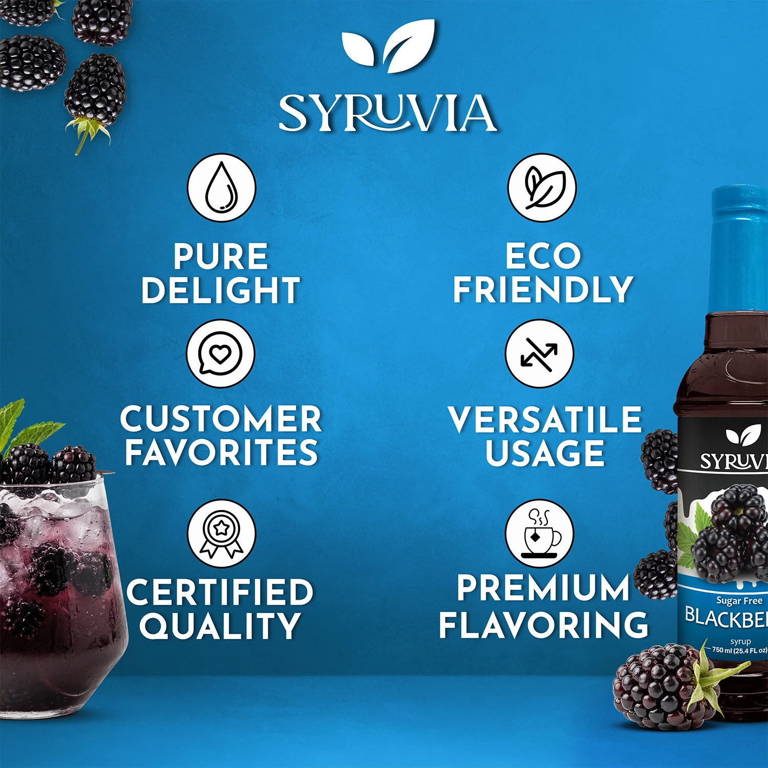 Sugar Free Blackberry Fruit Syrup Premium Flavoring