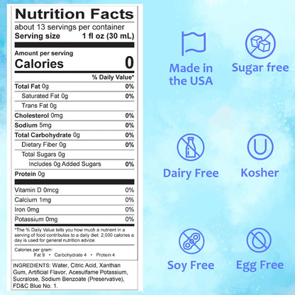 Syruvia Sugar Free Blue Raspberry   shaved ice Nutrition Facts