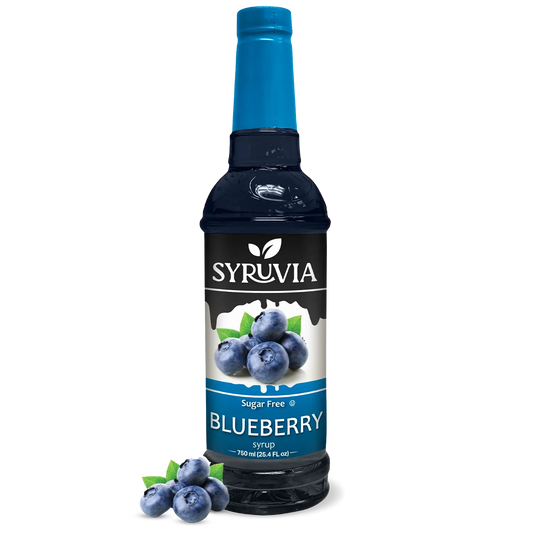 Syruvia Sugar Free Blueberry Syrup Bottle 750ml With Fresh Blueberries