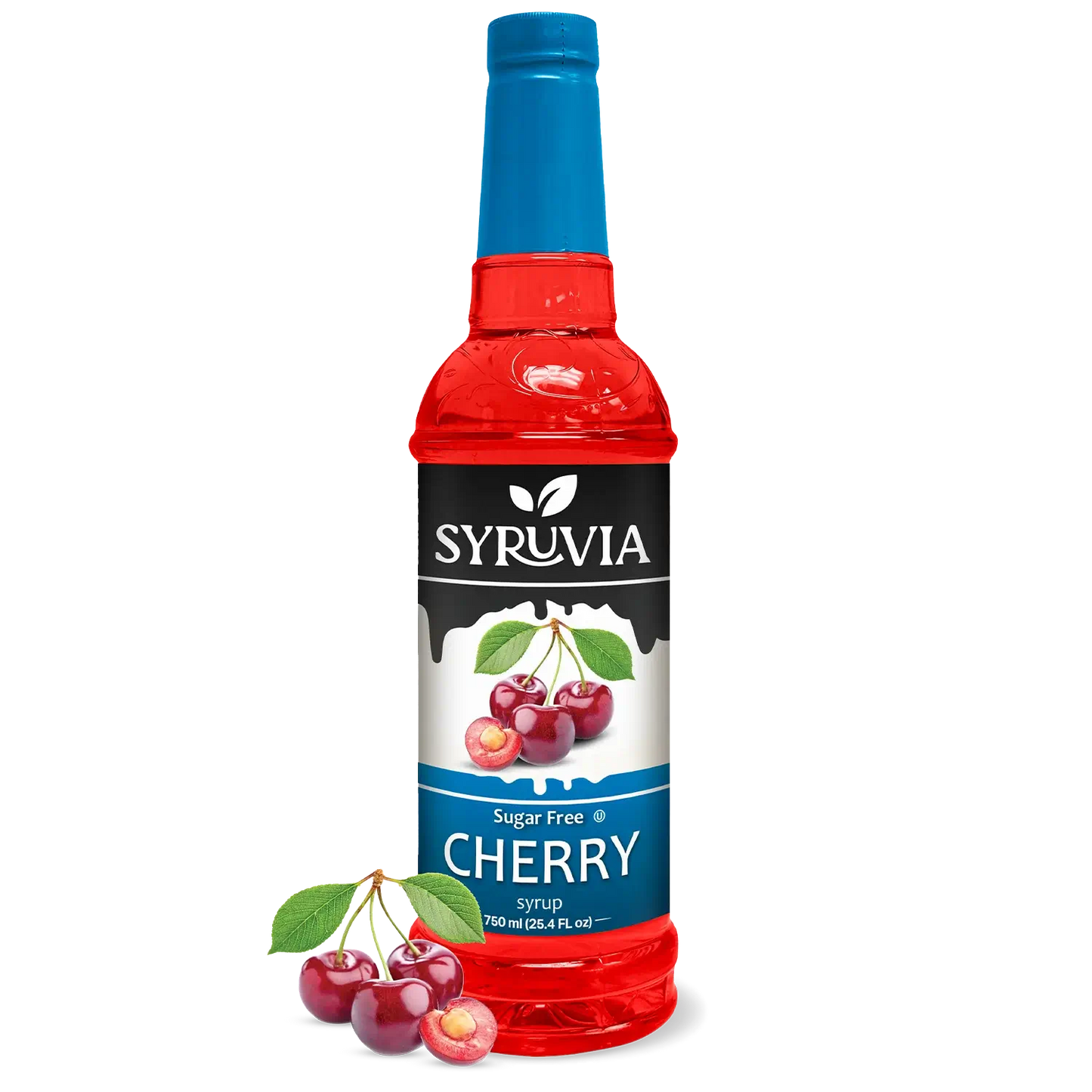 Syruvia Sugar Free Cherry Syrup Bottle 750ml With Fresh Cherries