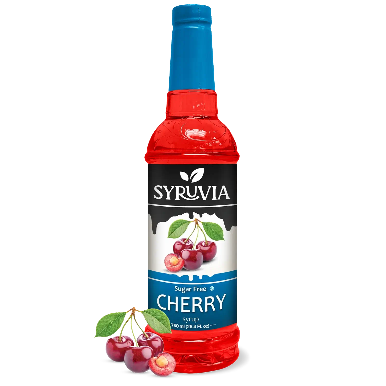 Syruvia Sugar Free Cherry Syrup Bottle 750ml With Fresh Cherries